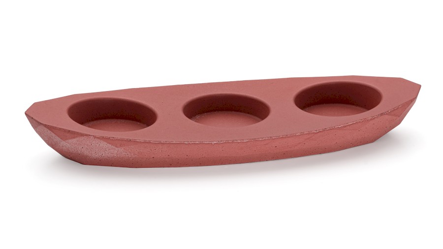 Svícen DIAMOND BASIC na 3 svíčky - cihlově červená, bez dekoru, lak mat