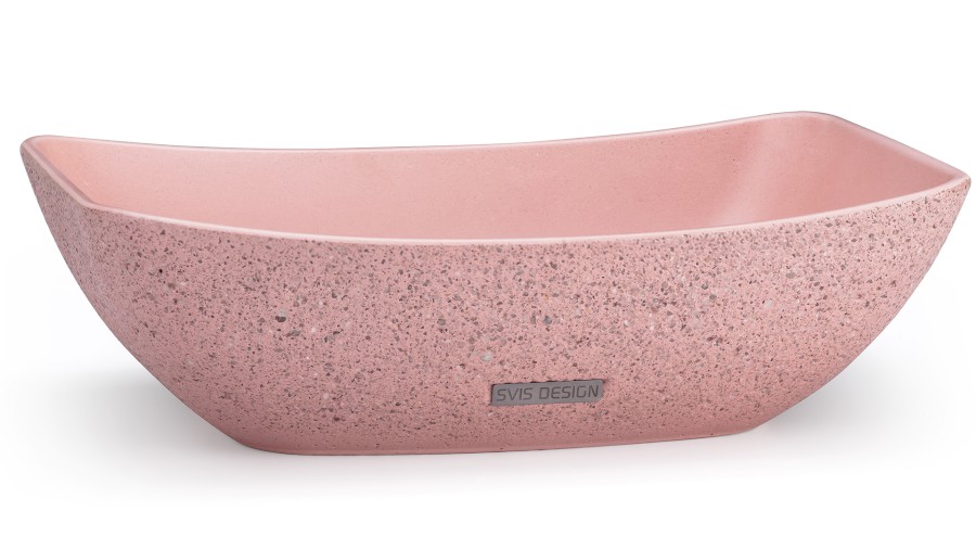 Umyvadlo 50 cm VIRGO SANDBLASTED - velmi světlá cihlově červená, bez dekoru, lak mat