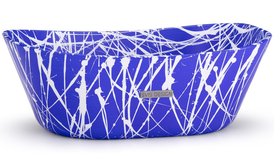 12229-umyvadlo_libra_basic_punk_blueandwhite_01 Umyvadlo 50 cm LIBRA BASIC - PUNK modrá a bílá, lak mat