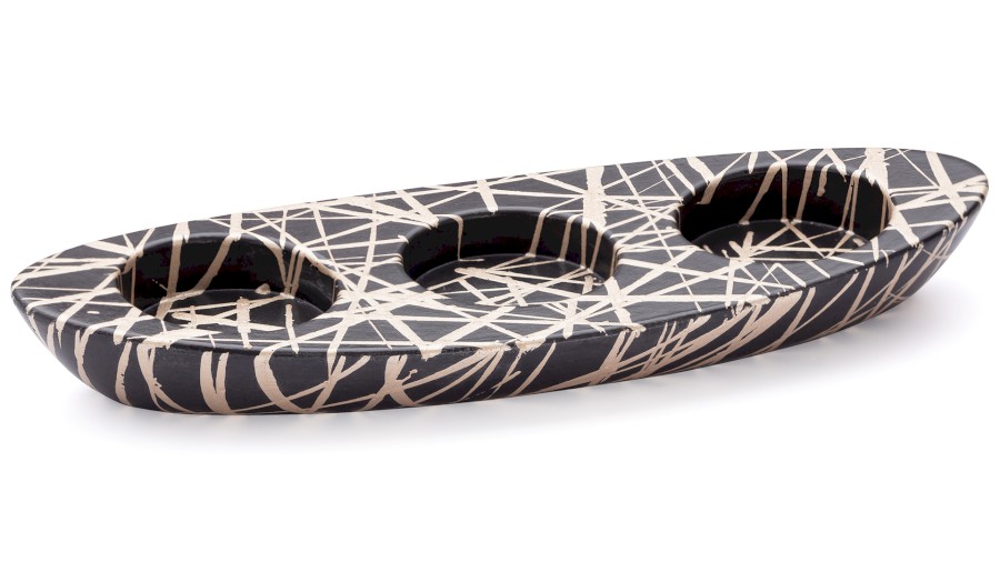 Svícen ORION BASIC na 3 svíčky - PUNK, černá a champagne, lak polomatný