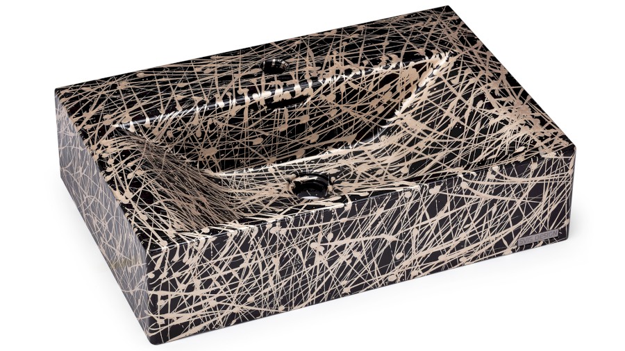 Umyvadlo 60 cm PYXIS BASIC - PUNK, černá a champagne, lak polomatný