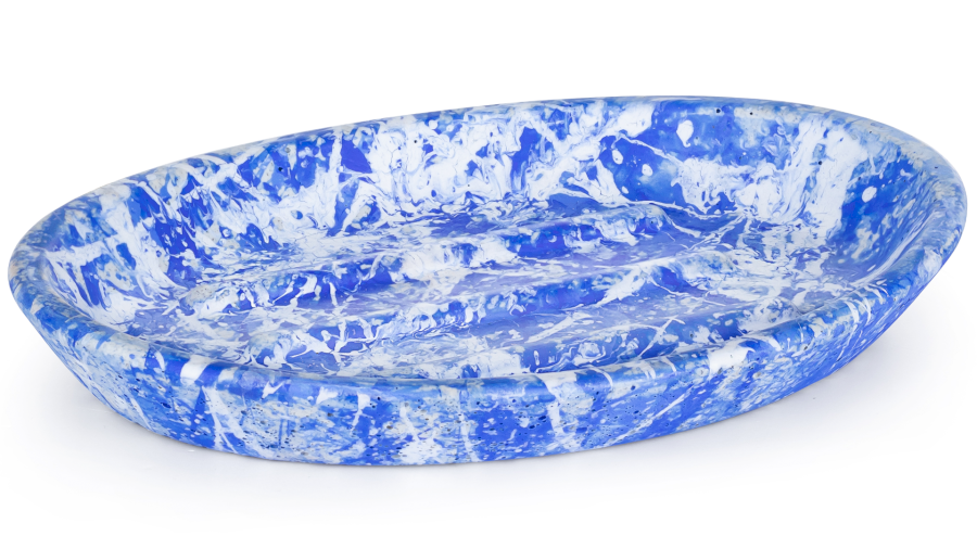 Mýdlenka betonová 15 cm ORION BASIC - přírodní, dekor PUNK modro-bílá, lak mat