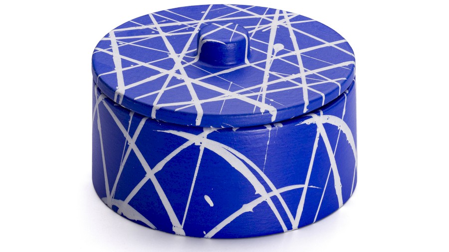 Box s víkem COLUMBA BASIC 001 - PUNK, modrá a bílá, lak mat