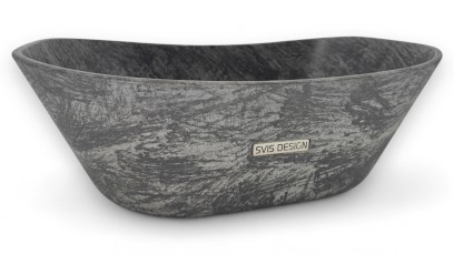 Umyvadlo 50 cm LIBRA BASIC - střední šedá, dekor STONE šedá, lak mat