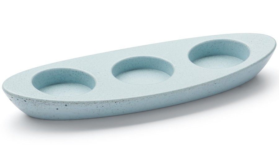 Svícen ORION BASIC na 3 svíčky - velmi světlá kobaltově modrá, bez dekoru, lak mat