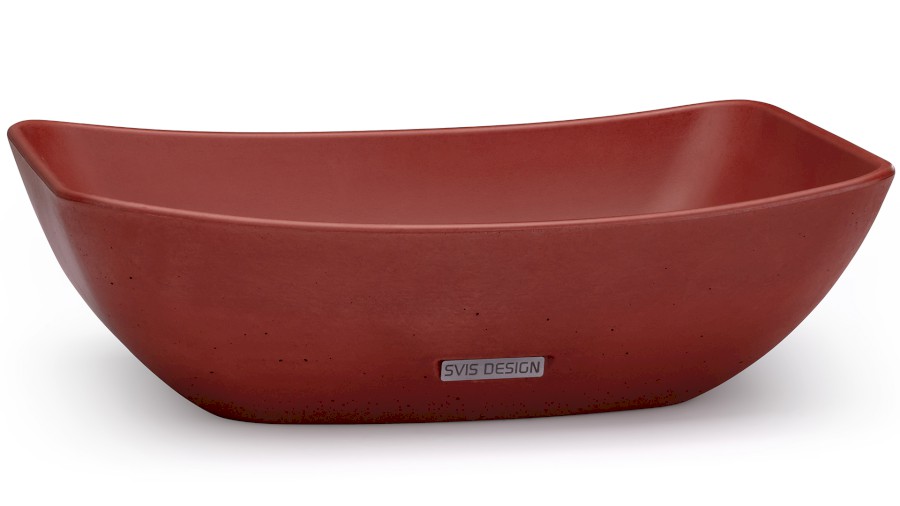 Umyvadlo 50 cm VIRGO BASIC - cihlově červená, bez dekoru, lak mat