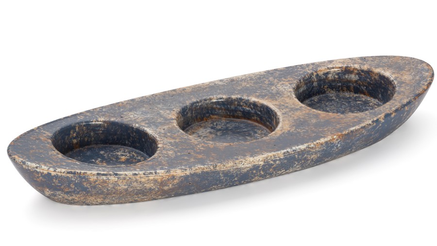 Svícen ORION BASIC na 3 svíčky - GRANITE, modrošedá a okrová, lak polomatný