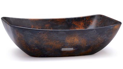 Umyvadlo 50 cm VIRGO BASIC - ALCHEMY, modrá, černá a měděná, lak polomatný