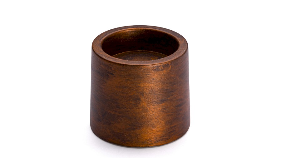 Svícen COLUMBA BASIC, výška 5 cm - AGED METAL, měděná a černá, lak mat