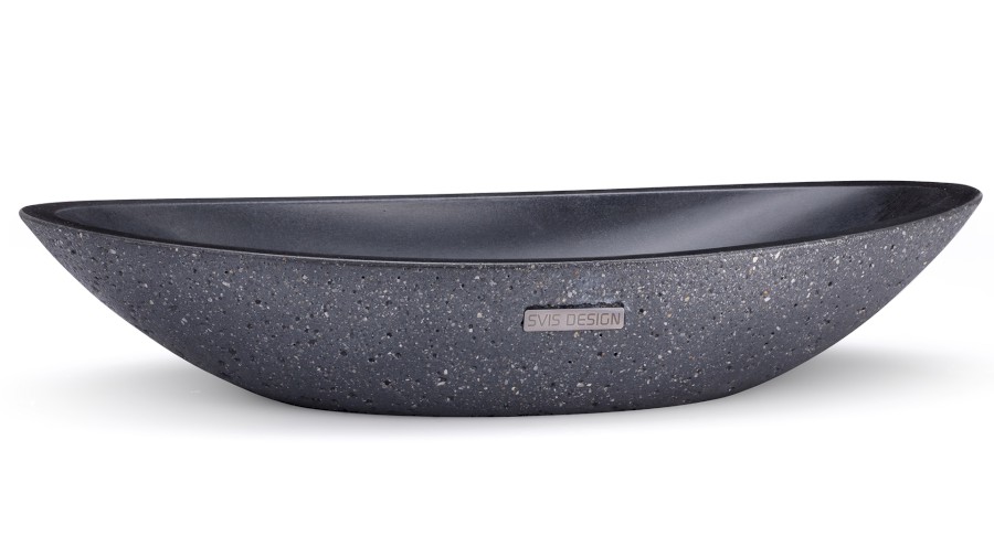 Umyvadlo 60 cm ORION SANDBLASTED - velmi tmavá šedá, bez dekoru, lak mat