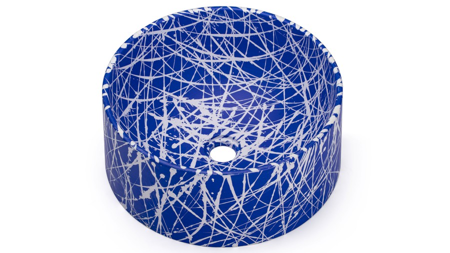 15011-umyvadlo_columba_basic_punk_blueandwhite_01 Umyvadlo 40 cm COLUMBA BASIC - PUNK modrá a bílá, lak mat