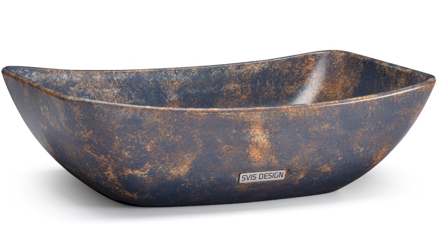 Umyvadlo 50 cm VIRGO BASIC - GRANITE, modrošedá a okrová, lak polomatný