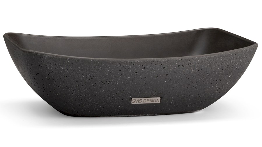 13590-umyvadlo_virgo_sandblasted_verydarkgrey_01 Umyvadlo 50 cm VIRGO SANDBLASTED - velmi tmavá šedá, bez dekoru, lak mat