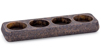 Svícen PERSEUS BASIC na 4 svíčky - DARK STONE, modrá, okrová a černá, lak mat