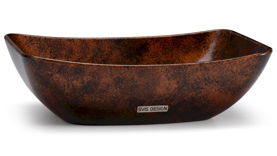 Umyvadlo 50 cm VIRGO BASIC - SMOKED METAL, měděná a černá, lak polomatný