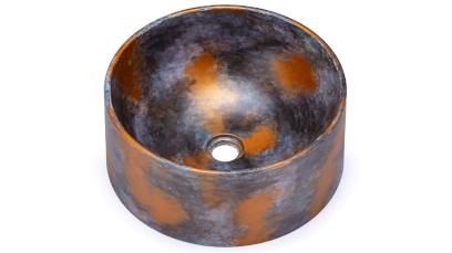 Umyvadlo 40 cm COLUMBA BASIC - ALCHEMY modrá, černá a měděná, lak polomatný